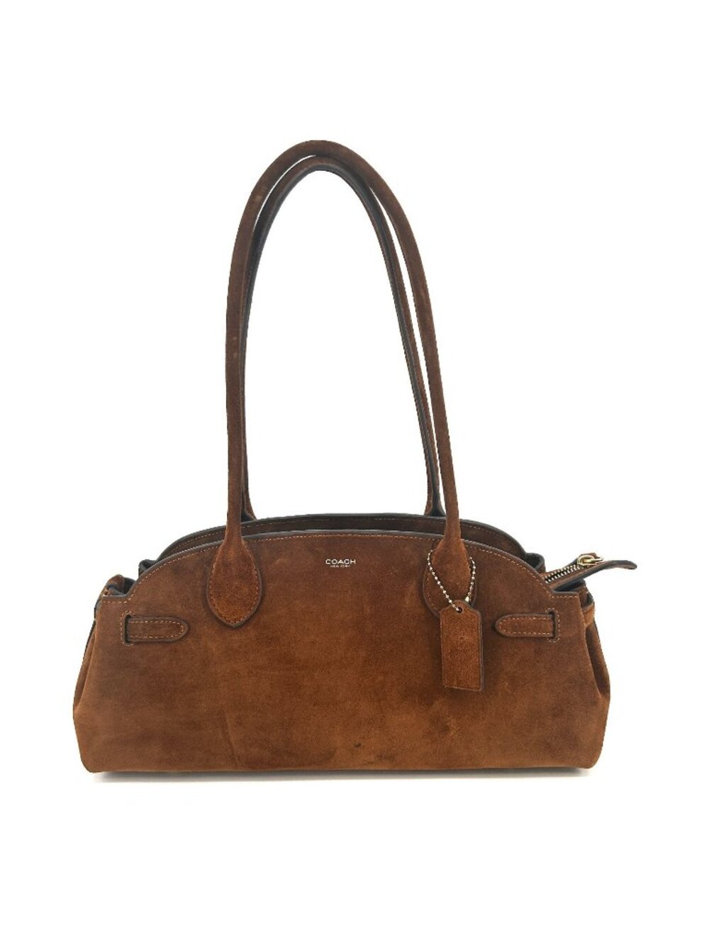 Coach Empire Carryall 34 Shoulder Bag CBN41 Brown Suede Zip Top Double Handles